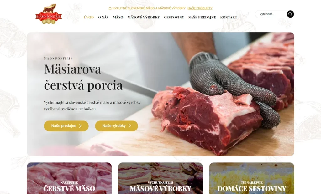 Web stránka pre výrobcu mäsových výrobkov tradičnou metódou – maso-ponitrie.sk