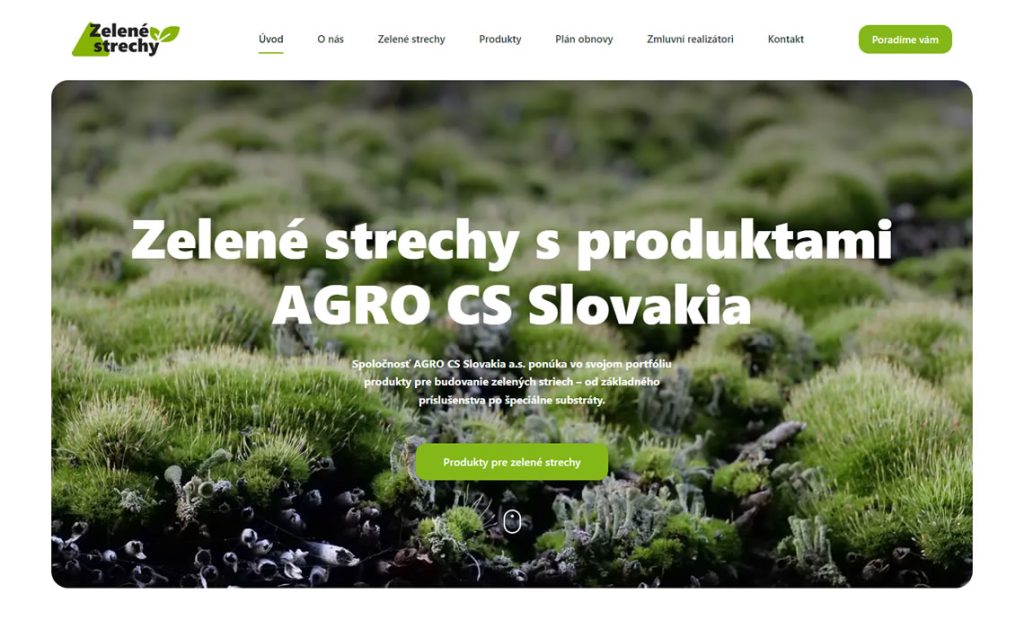 Vytvorili sme pre zákazníka web stránku o budovaní zelených striech – zelenestrechyagrocs.sk