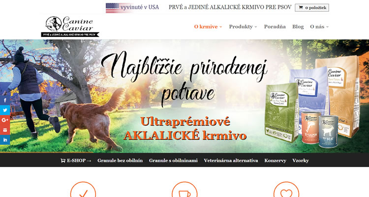 E-shop s krmivom pre psy www.caninecaviar.sk